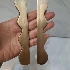 4pcs Wiggle Brass Cabinet Handles, 15 cm Wavy Drawer Pulls(TARRIF PAID)