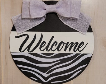 Zebra Print Welcome Sign