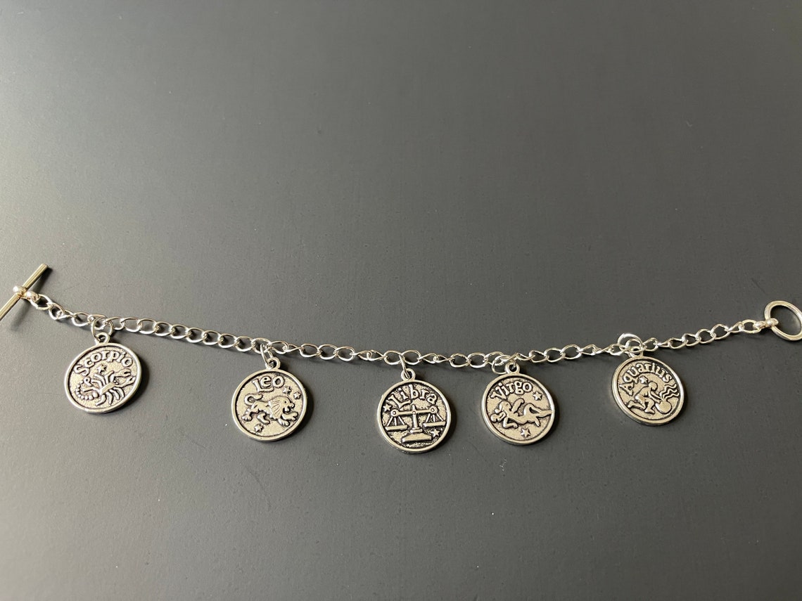 Zodiac sign charm bracelet Etsy
