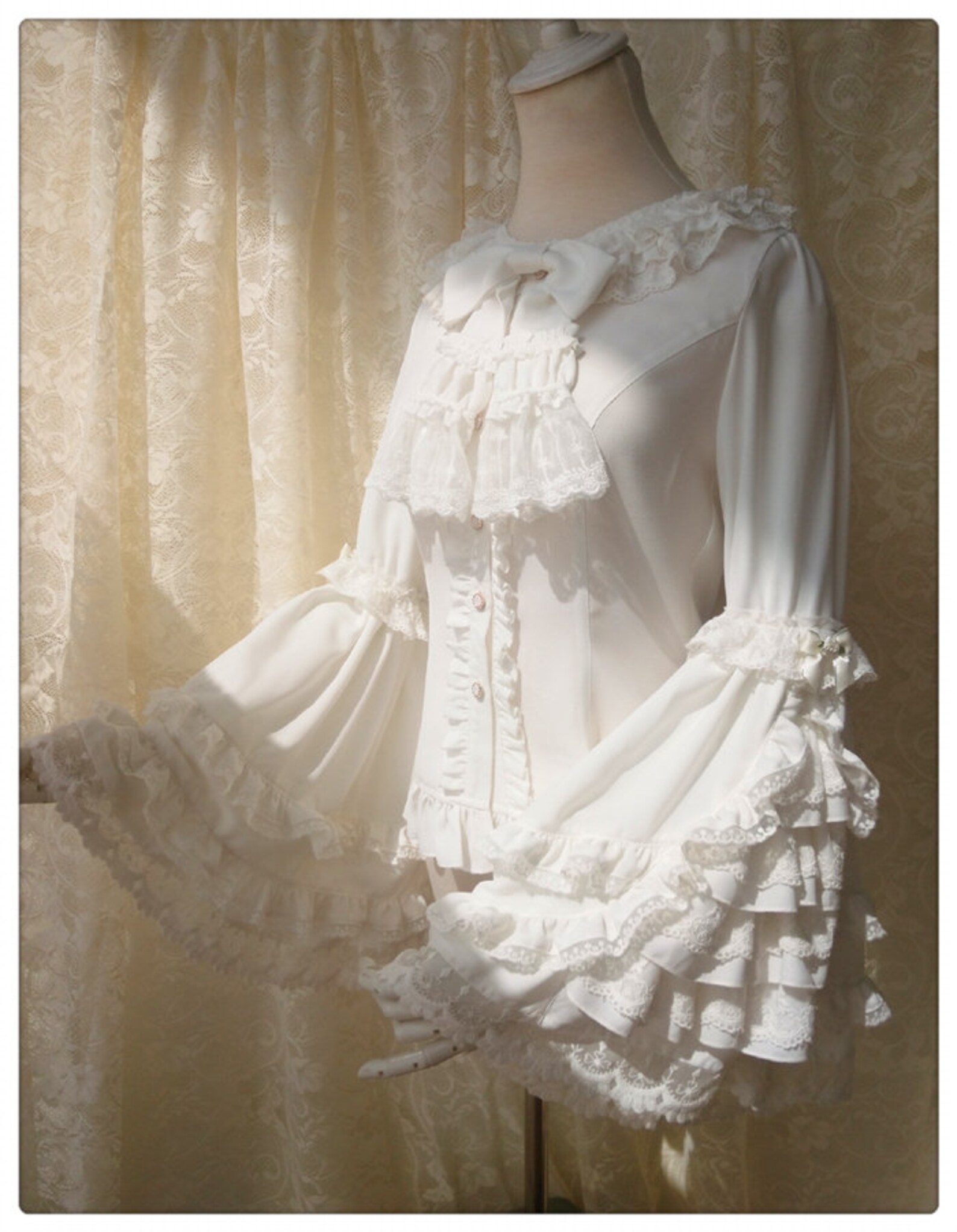 Vintage Thick Women's Cream Chiffon Blouse With Etsy