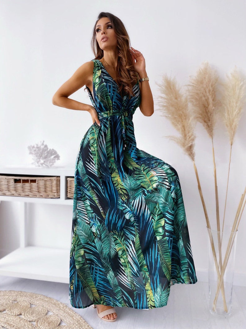 Elegant Maxi Floral Dress / Sleeveless Dress Plus Size - Etsy