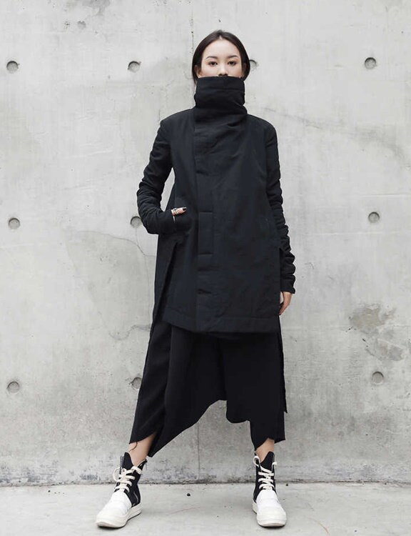 Fashion Winter Stand Lead Irregular Long Type Cotton-padded - Etsy