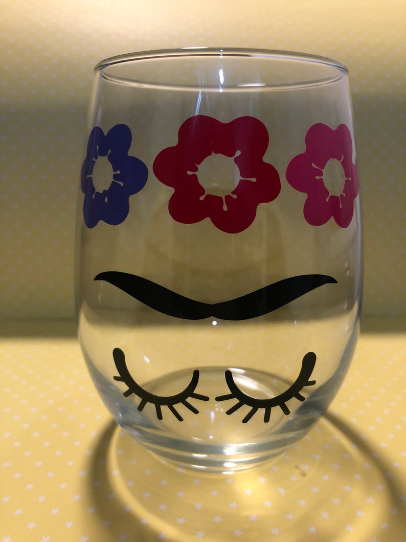 Frida Khalo wine glass