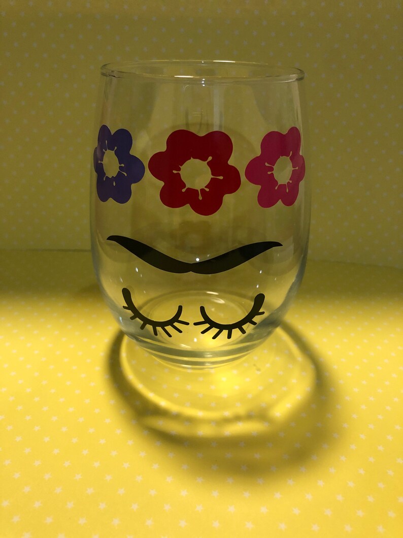 Frida Khalo wine glass