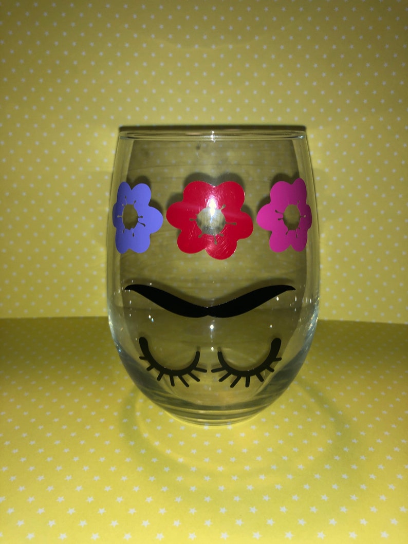 Frida Khalo wine glass