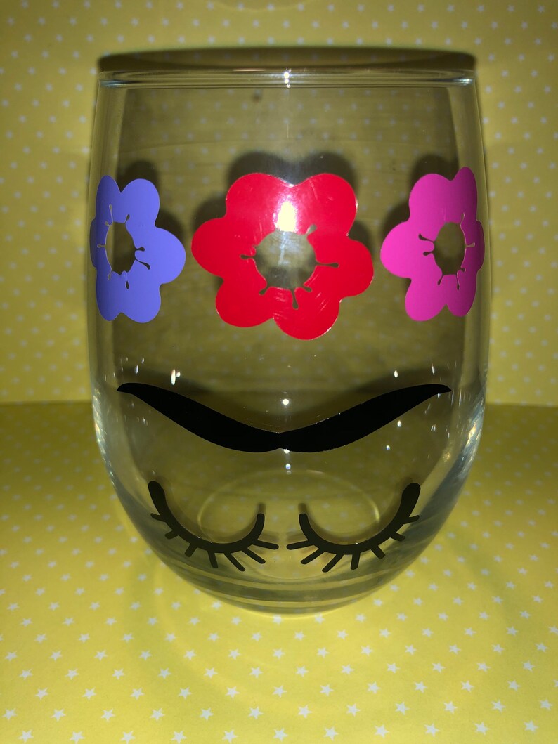 Frida Khalo wine glass
