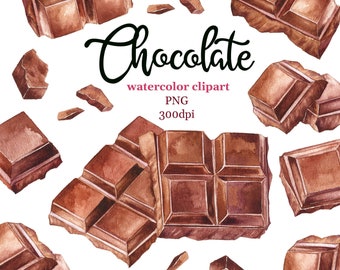 Watercolor chocolate clipart. Digital print in PNG