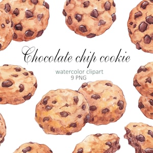 Watercolor chocolate chip cookie clipart PNG