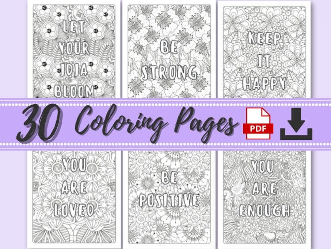 30 Positive Affirmation Coloring Pages, Adult Coloring Pages Printable