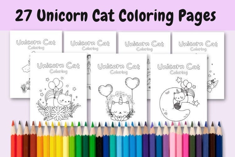 Unicorn Beautiful Cat Icon Coloring Page Graphic by eyeaglestudio