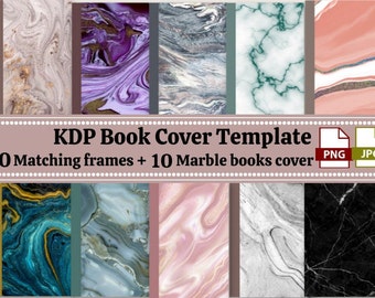 KDP Book Cover Template, Marble Cover, Matching Frame, Book cover Design Template,Commercial Use