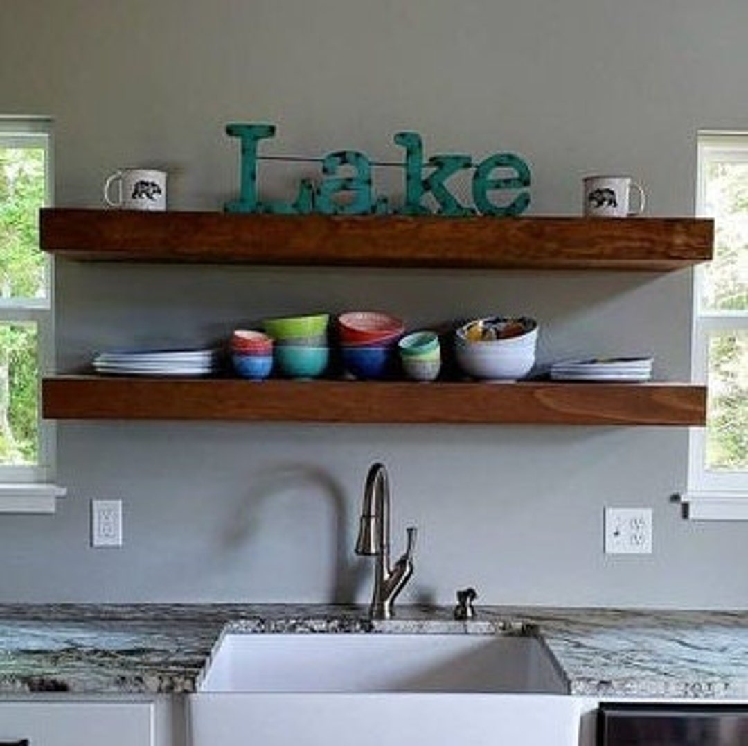 Floating Wood Shelves Etsy