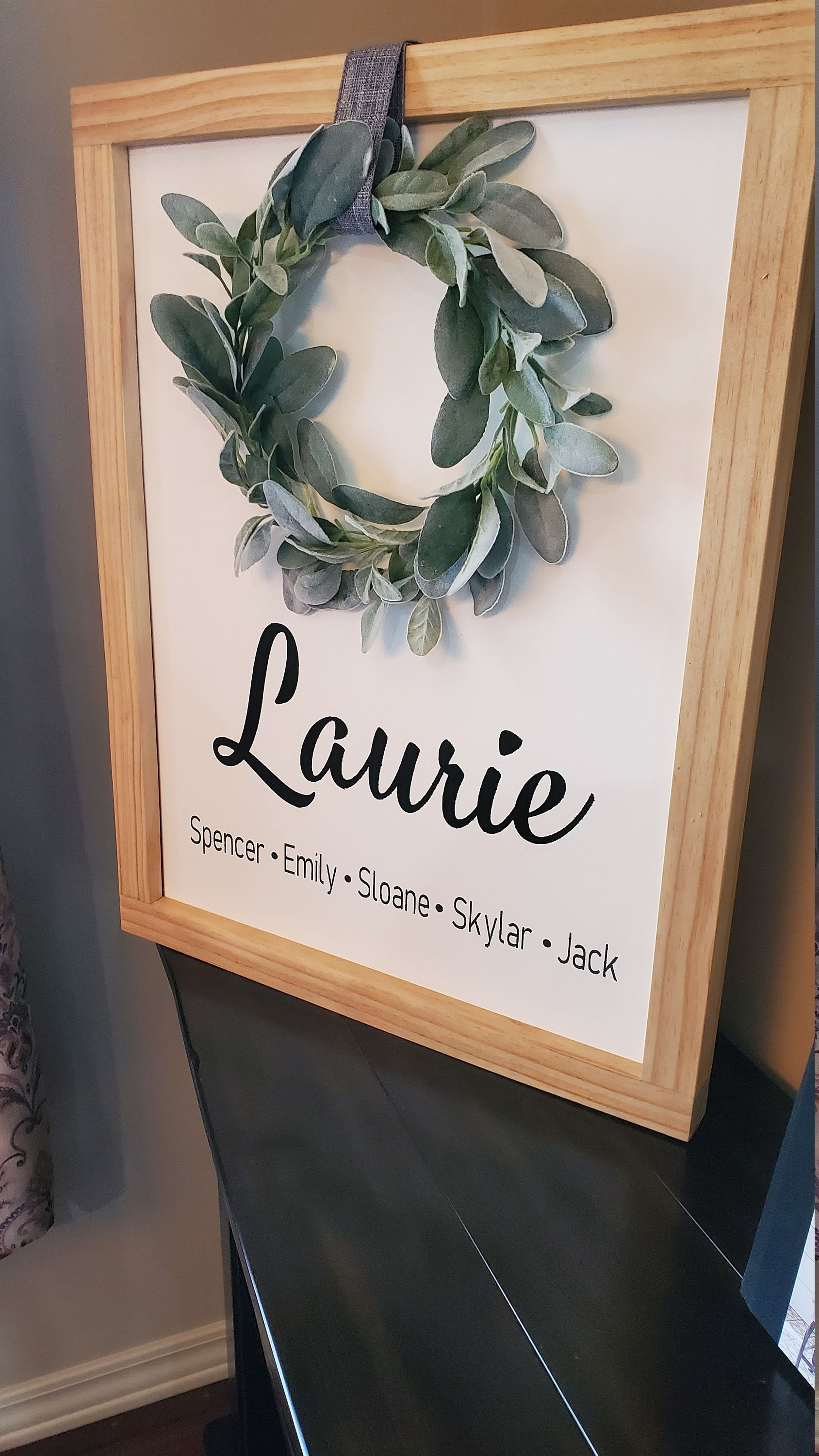 Family Name Painted Canvas With Frame and Wreath Etsy UK