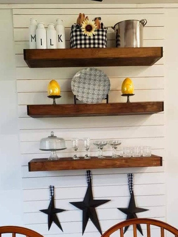 Floating Wood Shelves Etsy