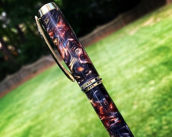 Black Metallic Swirl Pen: Gold Titanium Jr. Gentleman Pen