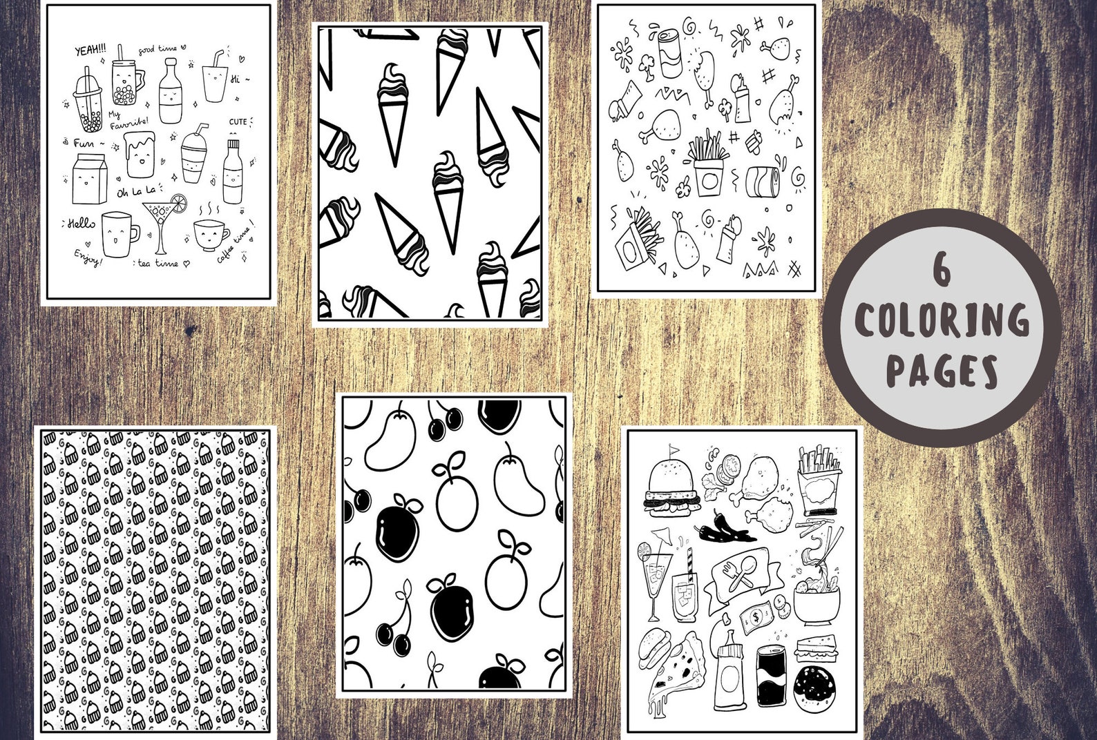 Fast Food Coloring Book PDF Doodles Coloring Pages Printable Etsy