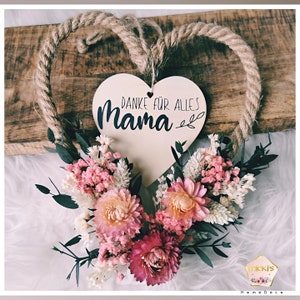 Dried flower wreath | Mother's Day gift | Dried flower heart | Jute heart | Dusty pink eucalyptus