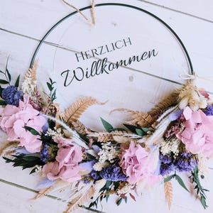 Ghirlanda di fiori secchi | Ghirlanda di fiori secchi | Ghirlanda per porta | Fard viola