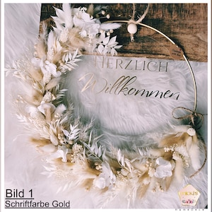 Corona di fiori secchi | Boho | ghirlanda per porta | Beige-Bianco-Crema