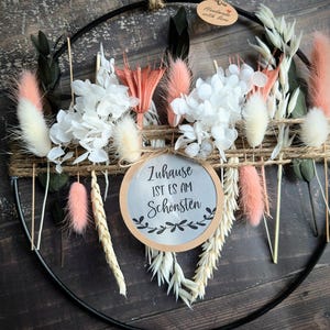 Corona di fiori secchi | ghirlanda per porta | Rosa-bianco | Regalo