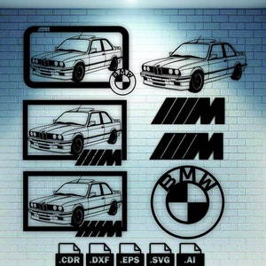 BMW E30 framecombinatie. Pakket met 4 versies in één bestand + logo's.