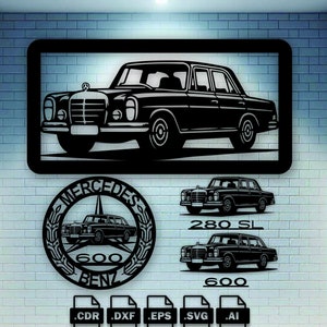Combo Cuadro Mercedes Benz 600 y 280 SL Wall art. 3 versiones en un archivo y varias combinaciones para personalizar ¡Todo incluido!.