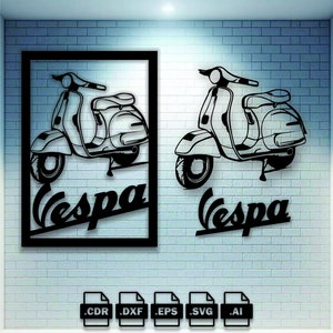 Decorazione murale con moto Vespa Combo. 2 versioni in un unico file.