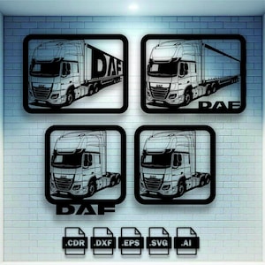 Combinatiefoto van DAF XF Truck-muurkunst. 6 versies in één bestand, inclusief logo's!