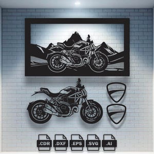 Illustration vectorielle d'une moto sportive italienne style « naked » - Fichier de découpe laser (svg, cdr, ai, dxf, eps)