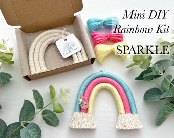 MINI Macramé rainbow kit - craft box, DIY Craft kit, unicorn rainbow - Loule Love