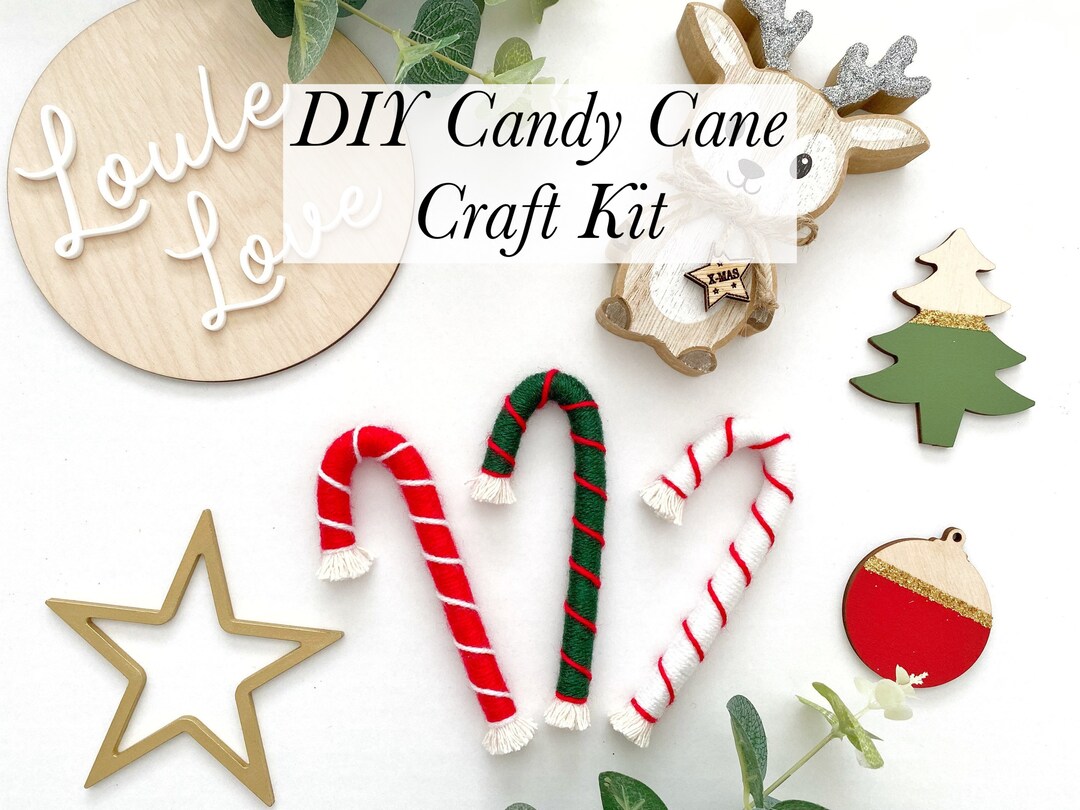 Candy Cane Craft Kit Christmas Tree Decoration Macrame Etsy