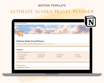 Alaska Travel Planner Notion Template, Vacation Planner Notion, Notion Holiday Planner, Notion Trip Planner, Travel  Itinerary and Journal