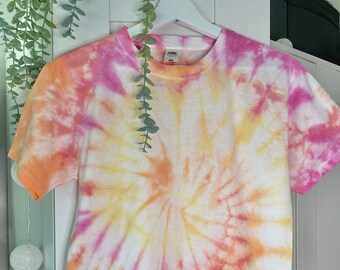 Tie dye T-Shirt - Sweet Peach, Pink, Yellow - 100% Cotton - Handmade in the UK - Adult and Child Sizes Available - FREE Postage