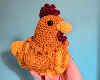 Peluche di pollo all'uncinetto fatto a mano (giallo)