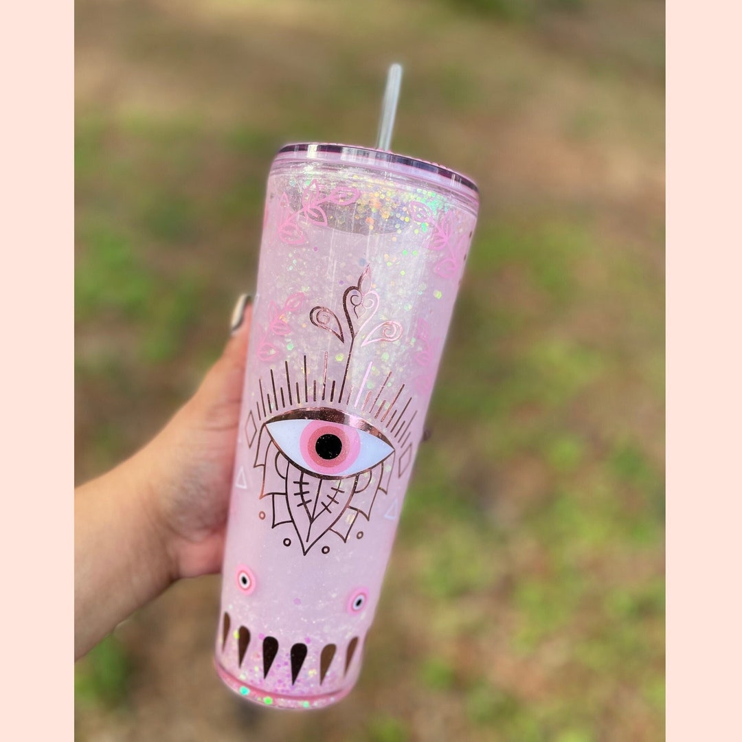 Pink Evil Eye Snow Globe Tumbler Etsy