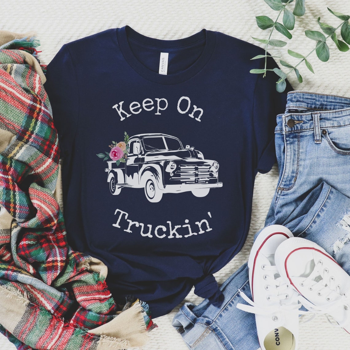 Keep on Truckin Graphic Tee Flower Truck Country Girl Gift Etsy