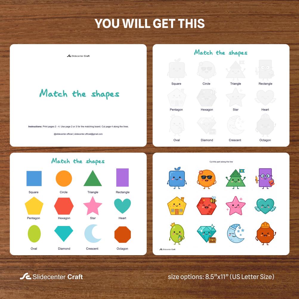 Shapes Matching Game Printable – Toddler Learning Activity (digital ...