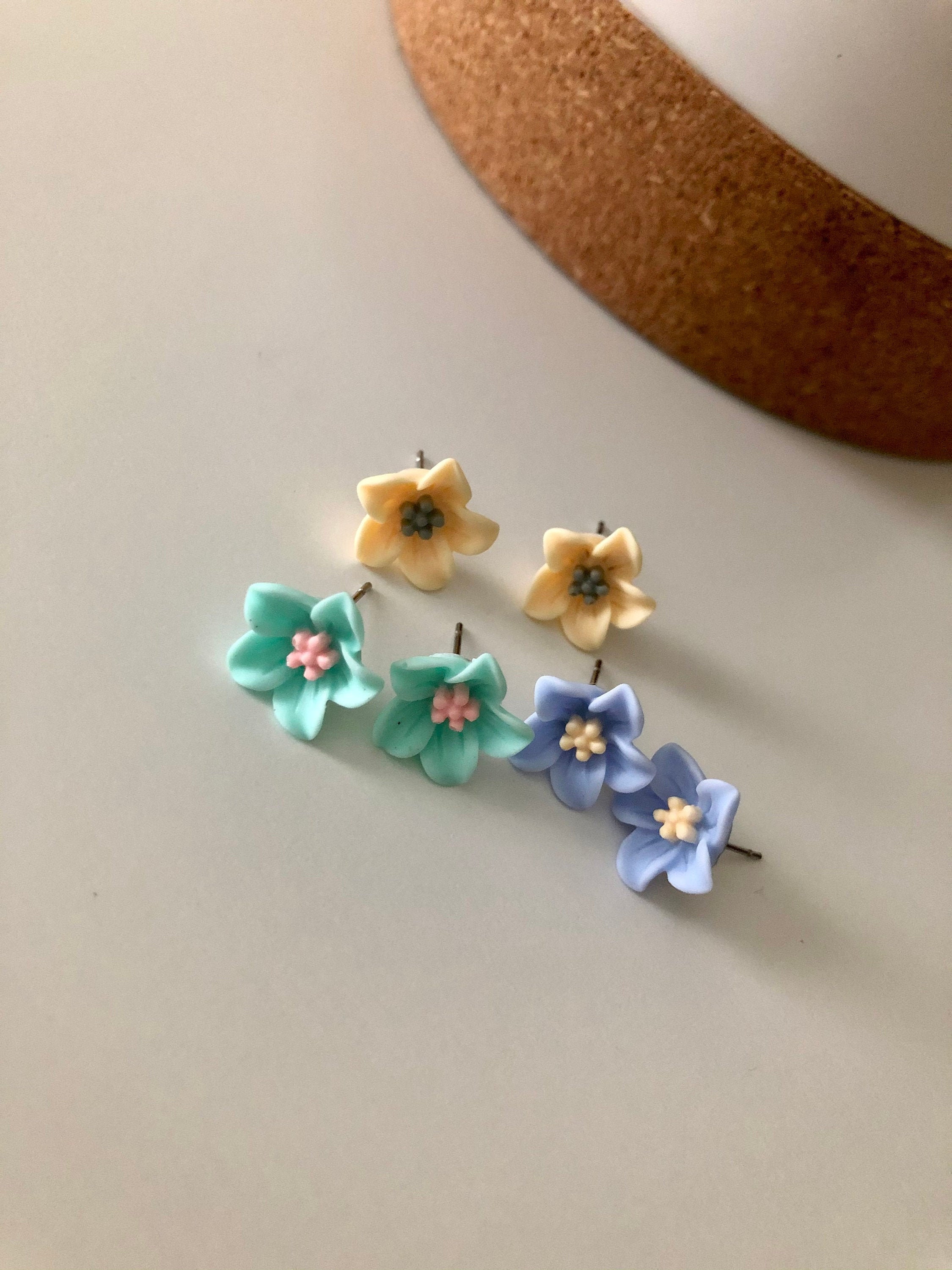 Pastel floral earrings Pastel earrings Floral earrings Etsy