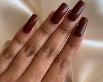 CHOCOLATE • Brown Press On Nails • Press-On Nails • Handmade Nails • Square Nails