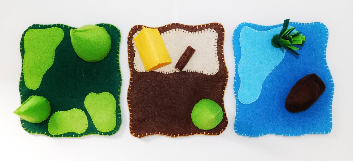 Felt Play Mat Set Openended Toys Travel Mat Small World Etsy