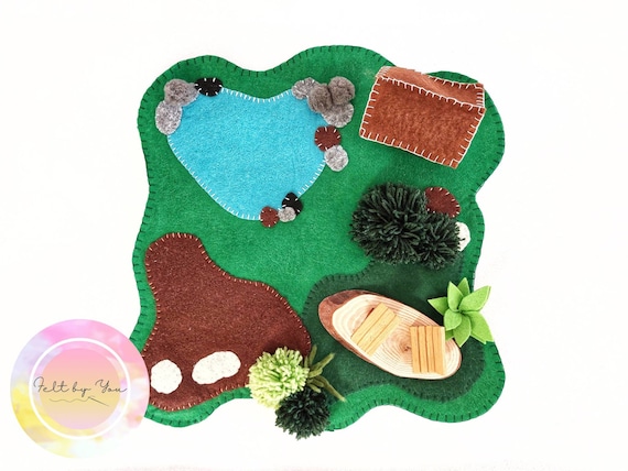 Handmade Felt Play Mat – Waldorf Small World Travel Toy