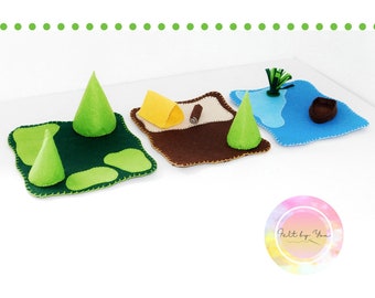 Felt play mat set, open-ended toys, travel playmat
