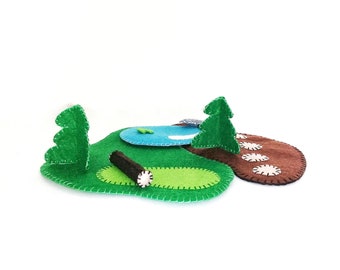 Double-Sided Open-Ended Felt Play Mat Set – Travel-Friendly Imaginative Toy