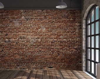 Vintage Brick Wallpaper Mural Urban Wallpaper Print Peel and Stick Red Brick Mural Grunge Wallpaper Bedroom Living Room Loft Wallpaper