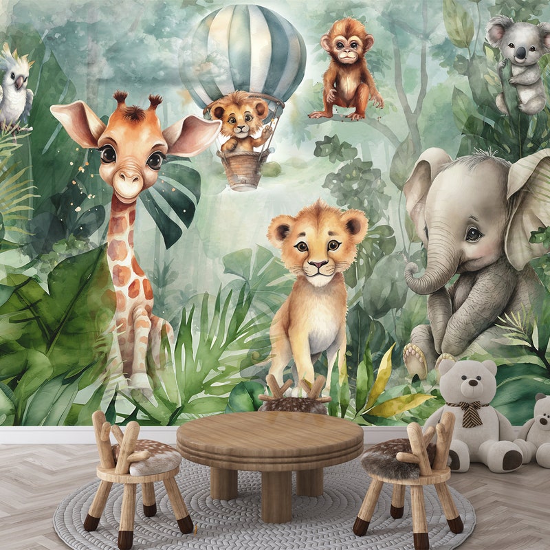 Safari Nursery Wallpaper - Etsy