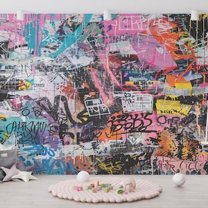 Graffiti Street Art Wallpaper, Peel and Stick Vinyl Wall Mural - Etsy