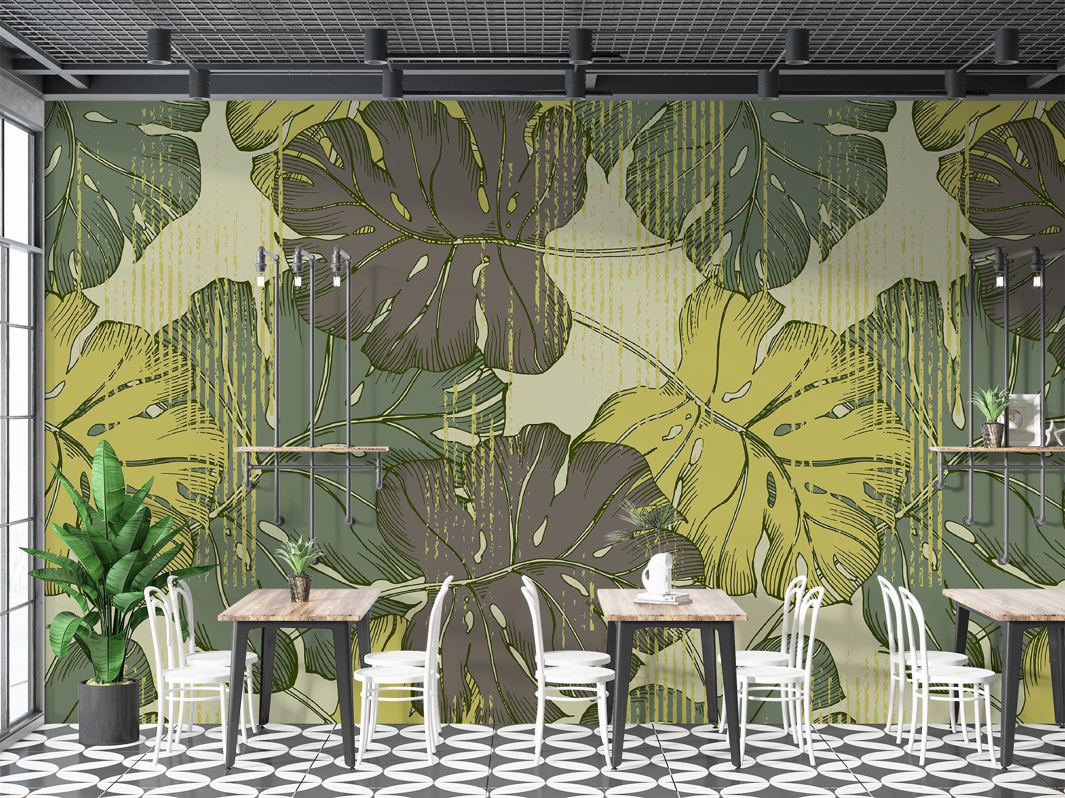 Monstera Leaf Wall Mural: Tropical Peel and Stick Wallpaper - Etsy