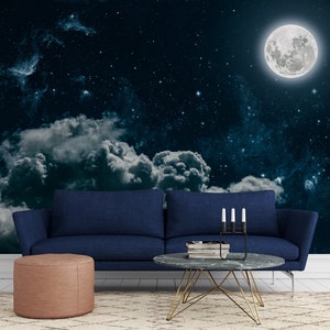 Wall Mural Night Sky With Stars and Clouds Wallpaper Peel and Stick