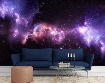 Galaxy Star Clusters Nebula Mural Print Wallpaper Peel and Stick Space Wallpaper Stars in Space Decor Art Wallpaper Home Room Wall Mural