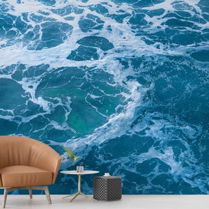 Coastal Wave Wallpaper Ocean Wall Mural Peel and Stick Sea Breeze Wall Mural Relaxing Water Background Bedroom Living Room Office Wall paper
